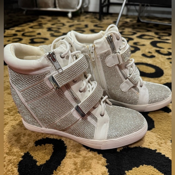 INC rhinestone wedge sneaker size women’s 8.5 NEW - Picture 1 of 5